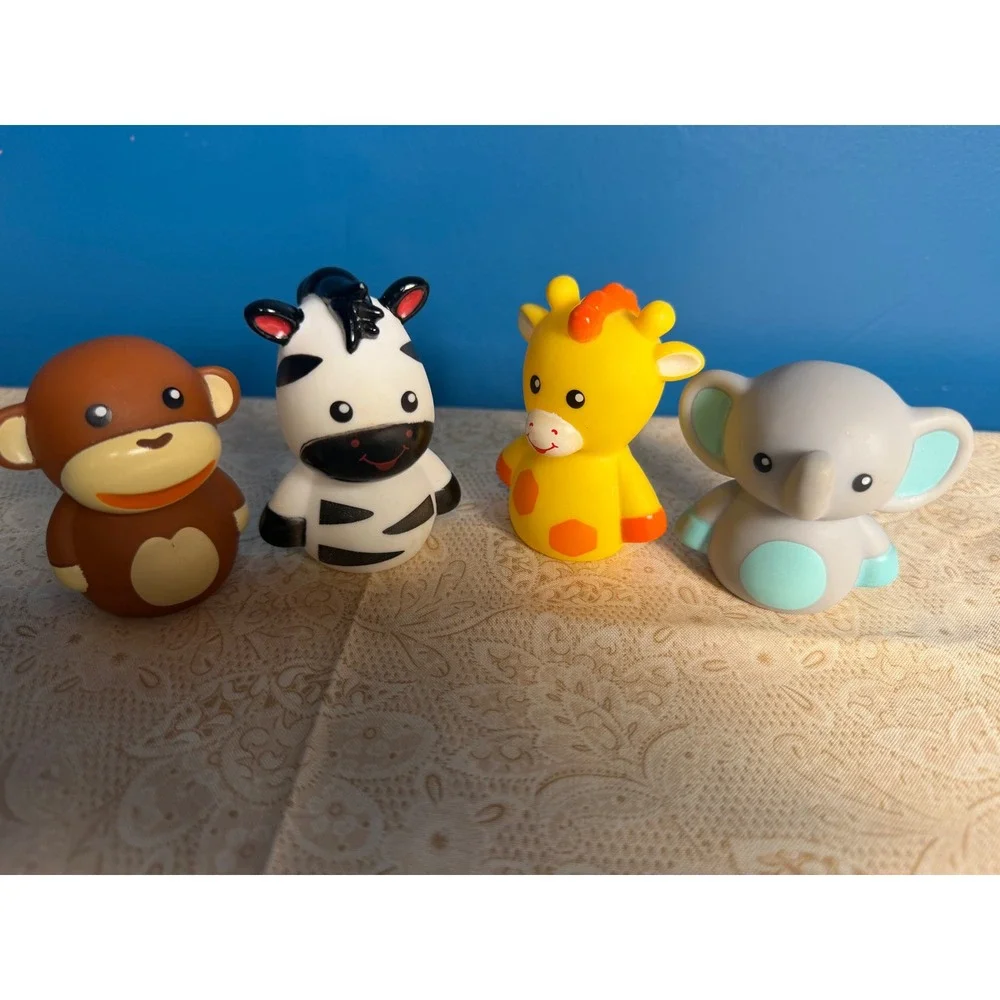 Rashti & Rashti Safari Animal Bath Toy Set Monkey Zebra Giraffe Elephant 4pc